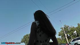 Arrogant brunette girl upskirt looks great in the clip