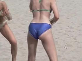 Candid beach video scenes of girl in blue bikini panty 08zk