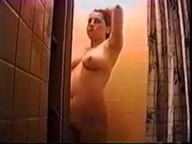 girl with nice tits filming herself in shower