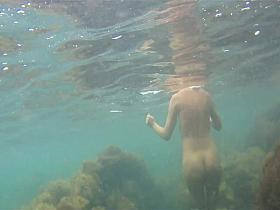 naked woman underwater