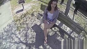 Perky teen shows tits and blows my cock outdoors