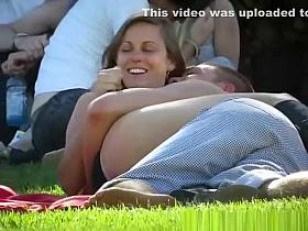 Girl lying down in grass crotch upskirt