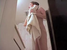 Spy cam naked girl toweling her body after showering