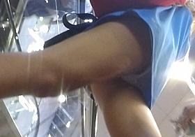 Gentle upskirt with white panties frontally