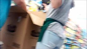 YOUNG ADULT NICE ASS IN JEANS AT STORE