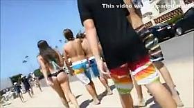 Sexy Girl in Bikini at the Beach Filmed on Candid Camera