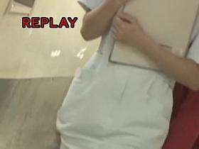 Asian nurse resisting against rough sharking on cam