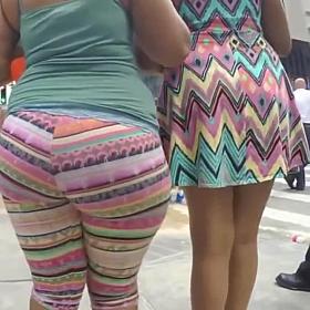 Big ass in striped leggings