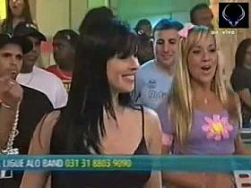 Brazilian teens showing their hot asses up skirt on tv