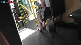 Most Good non-professional arse on bus up petticoat clip