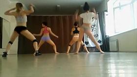 Four girls practice their twerking routine