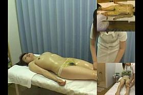 Massage hidden camera films a gal giving handjob