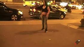 Wasted girl stripping in public in front of crowd