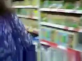 Wife exposing ass and cunt in supermarket