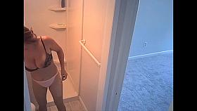 Big Tits shower voyeur