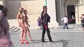Naked slaves disgraced on the streets