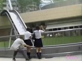 Gorgeous pair of Japanese schoolgirls got a Public Sharking