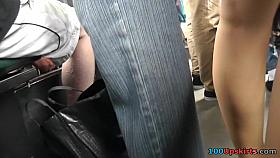 Hotty in ethnic petticoat upskirt on the bus