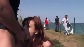Spanish slave fucked at ocean view