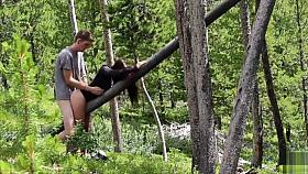 Young amateurs do a quickie in the middle of the woods