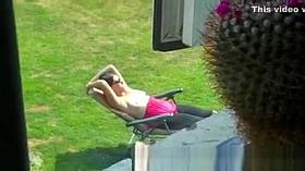 Spy neighbour in topless