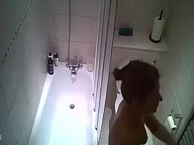 Hidden camera at home,in the shower Mature lady