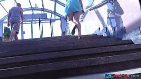 Pretty bright-haired gal participates in upskirt video