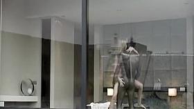 Skinny white lady fucked against glass window by BBC
