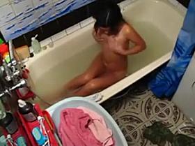 Nice girl caught masturbating in bath