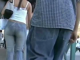 Perfect round ass in nice denim jeans
