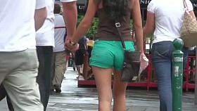 Green tight shorts on the hottest ass ever