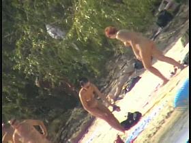 My beach spy cam video of a cute redhead coming out of the water
