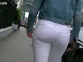 CandiBlonde teens in tight white jeans