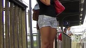 Tight shorts cameltoe and sexy legs