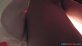 Hottie with skinny ass wears g-string in upskirt video