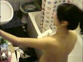 Asian girl took a shower