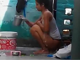 hot bengali babe filmed outdoor shower