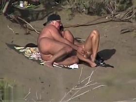 Mature amateur and his woman are enjoying in outdoor sex