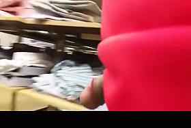 Flashing cock in clothes store