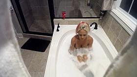 Horny girl spied in soapy bath