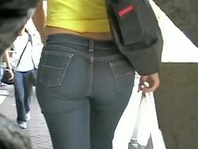 Sexy ass in tight jeans girl voyeur street candid video