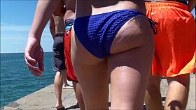Candid Beach Bikini Butt Ass West Michigan Super Booty