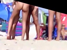 Candid 08 - Couples flirt on nude beach, dude gets hard