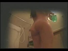 Brunette with big boobs in shower spy cam