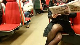 Pantyhose leg in metro