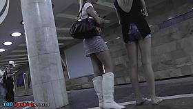 Public upskirt of the nice girl who was walking with gf