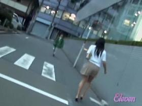 Stunning long-haired chick gets nicely surprised during street sharking
