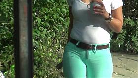 Dominican Delicious Milf In Green Tight Pants Damn!!