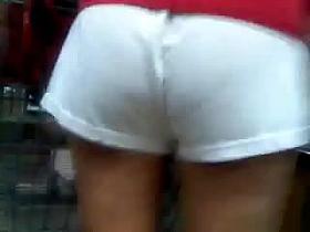 White Shorts with No Panties On Spied at Grocery Store!