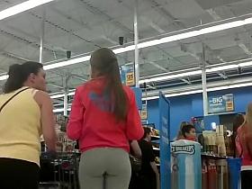 Hot ass teen in tight gray pants
